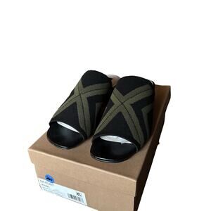 Sanctuary Rally Block Heel Slip-On Sandals Black Sage Green Size 8.5 M Comfort